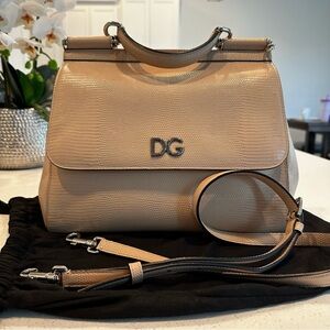 Dolce & Gabbana Beige Lizard Embossed Leather Bag